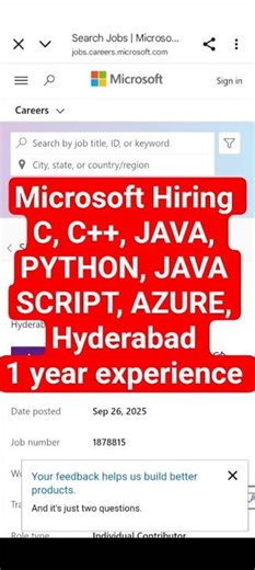 Microsoft Hiring C,JAVa, PYTHON,, JAVA SCRIPT,AZURE job in Hyderabad with upto 18lpa