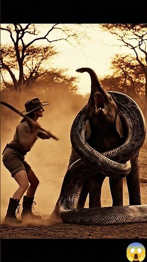 🤯 Woman Fights GIANT PYTHON to Save Baby Elephant! 🐘🐍 #animals #shortsfeed