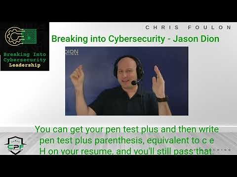 Breaking into Cybersecurity - Jason Dion