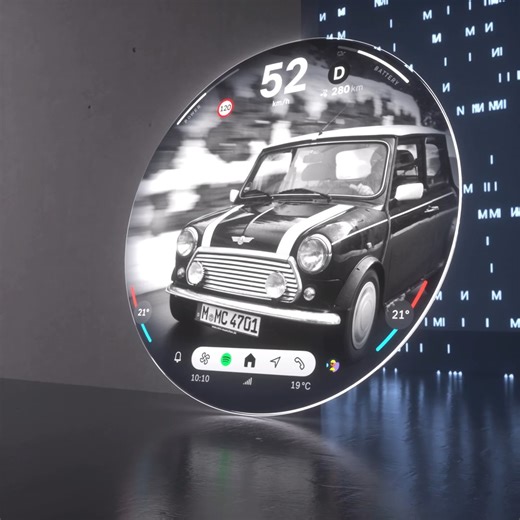 Bei jeder Fahrt eine anderes Design einstellen? Oh ja, das geht. Swipe und entdecke einige der neuen Experience Modes. Bald in der neuen MINI Familie erhältlich. Entdecke mehr: https://www.press.bmwgroup.com/global/article/detail/T0423920EN/new-mini-family-takes-digital-quantum-leap-with-cutting-edge-technology-stack-round-oled-display-and-mini-operating-system-9?tl=soc-inst-snmf-brnd-mn-.-.-.-.-.-8e38a73e82b4 . #MINI #MINIAustria �#BigLove #MINIDigitalExperience #MINIExperienceModes #TheNewMINI