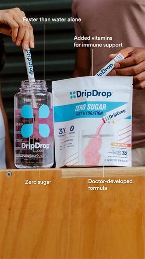 Stay ahead of your thirst and optimize your performance with fast hydration with zero sugar⚡ Our doctor-created formula has over 10,000 five-star reviews for a reason: ✅ Trusted by pro athletes, first-responders, medical professionals, the US military and more 💦 3x more electrolytes vs leading sports drink 🌟 Award-winning taste Try DripDrop today. | DripDrop