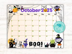 October 2025 Calendar Editable and Fillable - Printable Planner - Etsy