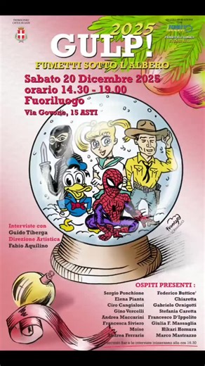 Fumetti comics asti on Instagram: "Seconda edizione di Gulp Fumetti sotto l'albero!! Grazie a tutti per essere venuti e aver partecipato!! A @baumiao1979 per aver organizzato Alla @scuolafumettoat con cui collaboriamo , Al @fuoriluogo_asti per averci ospitato, al nostro sindaco @raseromaurizio per essere passato ! E ringraziamo @scrimaglio_design per la locandina ! #sketching #fumettocultura #fumettibellissimi"