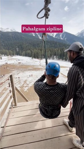 Zipline in Pahalgam 😍 | Kashmir Adventure | Sonmarg | #snow #kashmirvlogs #Mountain #Shorts