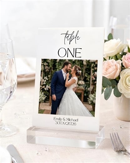 Personalized Photo Acrylic Wedding Table Numbers, Custom Bride Groom Picture Table Number Sign, Wedding Photo Table Cards, Reception Decor - Etsy