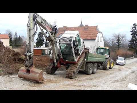 Bagger ohne Rampe aufladen