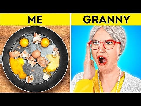 ME vs. GRANDMA COOKING CHALLENGE || Simple Secret Kitchen Hacks and Tools by 123 GO! FOOD