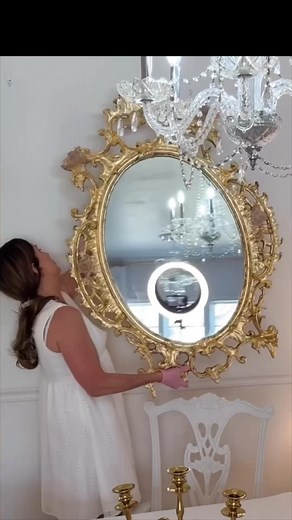 17K views · 250 reactions | Let’s give my mirror a fancy makeover with gold leaf adhesive glue and gold leaf sheets! ✨✨ | Olivia's Romantic Home DIY | Facebook
