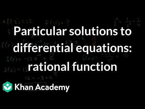 Particular solution to differential equation: rational function | Physics | Khan Academy(IN accent)