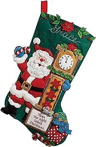 Bucilla 18-Inch Christmas Stocking Felt Applique Kit, 86302 Twas The Night