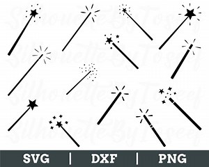 Magic Wand Svg, Magic Wand Silhouette, Magic Wand Cut File, Dxf, Png - Etsy