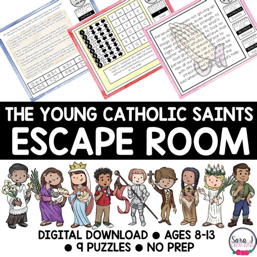 Catholic Young Saints Escape Room for Kids Printable Religion Activities All Saints Day Game - Etsy