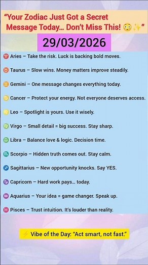 Today’s Horoscope 🔮 | 29 March 2026 Cosmic Energy Update ✨#astrology #horoscope #zodiacsign #shorts