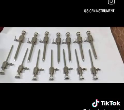 Trocar instruments are medical devices used in minimally invasive surgical procedures, such as laparoscopy, endoscopy, and arthroscopy. A trocar consists of: 1. A hollow tube (cannula) inserted through a small incision in the skin. 2. A sharp or blunt tip (obturator) used to penetrate the tissue. 3. A valve or seal to maintain gas pressure or fluid flow. Trocar instruments allow surgeons to: - Insert other instruments (e.g., cameras, graspers, cutters) through the cannula. - Perform procedures w