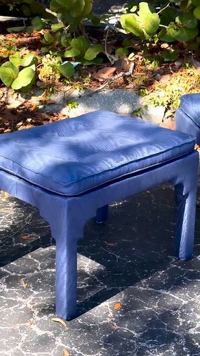 The perfect pop of vintage blue 💙 These matching upholstered footstools add just the right touch of charm at the end of a bed or tucked under a vanity. ✨ #vintagefurniture #vintagehome #footstools #endofbedbenches #vintageinterior #homedecorinspo #vintagefinds #furnitureflip #safetyharborfl #eclecticdecor #blueaesthetic | The Southern Manor
