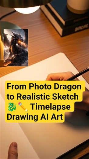 From Photo Dragon to Realistic Sketch 🐉✏️ Timelapse Drawing AI Art. #timelapse #beforeandafter