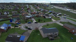 Drone video shows tornado damage in Kentucky, Indiana neighborhoods