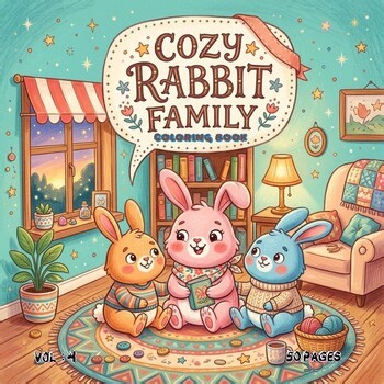 Rabbit Family Cozy Coloring Pages Vol. 4 PDF Download Printable