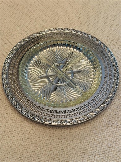 WM. Rogers Silver Plated Serving Tray With Glass Dish - Etsy