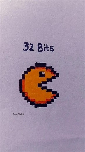 64 bits 32 bits 16 bits 8 bits 4 bits 2 bits 1 bit #shortsfeed #pixelart