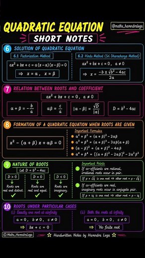 Quadratic Equations Cheat Sheet 📚 | JEE Main & Advanced Quick Revision ⚡