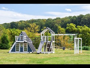 The Chalet A-frame Playhouse Tour | In our Modern Slate Blue Color