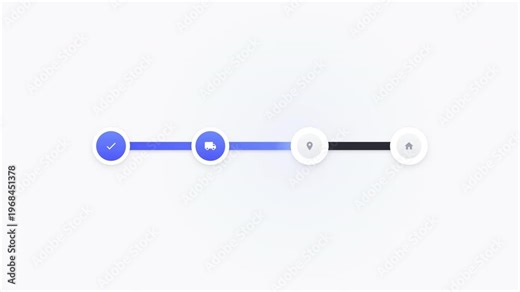 Delivery tracking progress bar UI displays four sequential milestone steps for e-commerce apps, logistics platforms, shipping notifications, and online retail user experience.