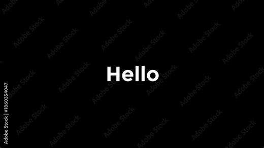 Hello World day. Hello text animation in a clean 2D style. Modern motion graphics video clip in 4K UHD with alpha channel, perfect for intros, openers, overlays, presentations, and promotional videos.