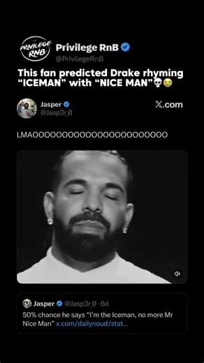 This fan predicted Drake rhyming “ICEMAN” with “NICE MAN”💀😭