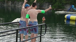 28K views · 256 reactions | We came, we paraded, we jumped in the #StMarysQuarry!  THANK YOU Mayor Strathdee, Town of St. Marys Fire Dept, Parks Dept, Communications Manager Brett O'Reilly, St. Marys Ford, Van Agri, Justin, Lindsay, everyone who came to watch the parade & jump & OF COURSE... #BrianFromStMarys! We're humbled to be honourary St. Marians! ~ Dave & Rachel, Forman, Lynzee & Bailey #ldnont | London's Pure Country | Facebook