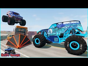 MONSTER JAM MADNESS #9 | Wrecks, Jumps, Fails, and Funny Moments - BeamNG Drive
