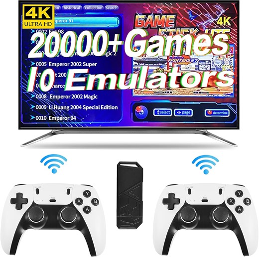 Retro Gaming Console, Game Console, Dual Wireless Controllers, Plug & Play Video Game Consoles, 4K HDMI Nostalgia Stick Game for TV (128G)