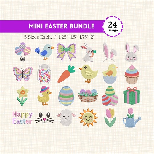 Mini Easter Embroidery Designs Bundle of 24 Baby Easter Machine Embroidery Designs Chick Bunny Egg Spring Icons 1–2 Inch Mini Designs 5 Size - Etsy