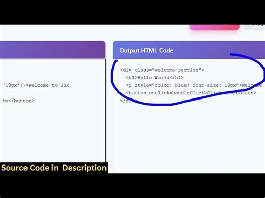 Build a React JSX to HTML Converter & Compiler in Browser Using HTML CSS & Javascript