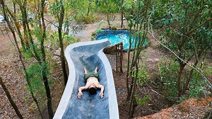 Build water slide on cliff and swimming pool underground