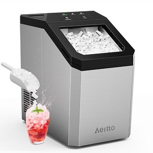 Aeitto Countertop Nugget Ice Maker, 55lbs/Day, Ice Release in 5 Mins, Self-Cleaing with Stainless Steel Housing, Stainless Steel