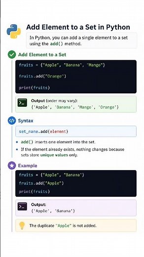 Adding Elements to a Set #python