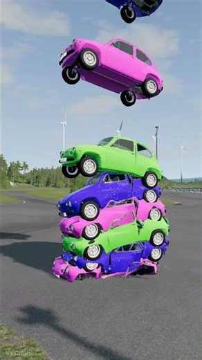 Colorful Car Stacks #181 Relaxing and Satisfying BeamNG Drive