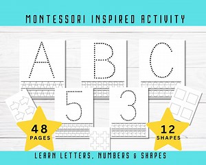 Shape, Number & Letter Tracing Worksheets | Preschool Learning (PDF) - Etsy