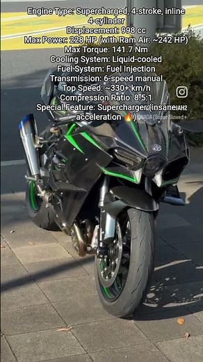 Kawasaki Ninja H2 💚 Supercharged Monster | 998cc Beast with 240+ HP 🔥