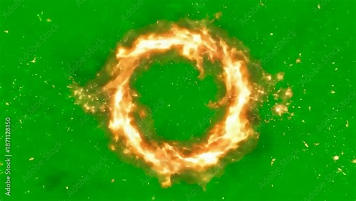 Mystic Fiery Portal VFX on Green Screen – Magical Ring Sparks Teleport Effect 4K