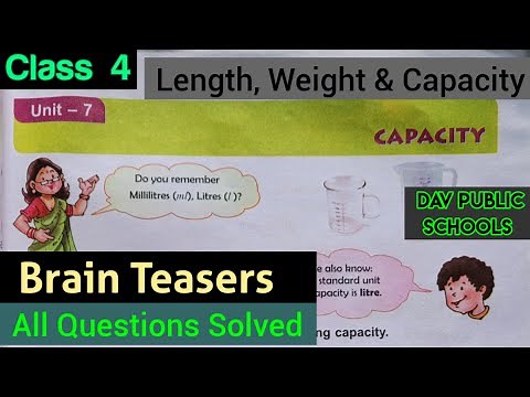 DAV class 4 maths unit 7 capacity - Brain Teasers all questions solved