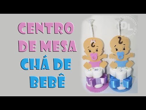 Como fazer centro de mesa para chá de bebe com fralda
