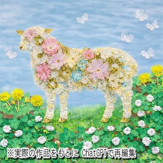 Flower remake wall creation with ChatGPT #Hakuba #Sheep #YearoftheSheep #Handmade #Interior #Art ...