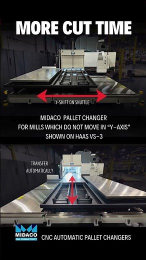 More Cut Time on Haas VS3 with MIDACO Y Shift Automatic Pallet Changer #cncautomation #cnc #cncmill
