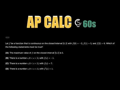 2025 AP Calculus BC MCQ 78 in 60s ⏱️ | Intermediate Value Theorem