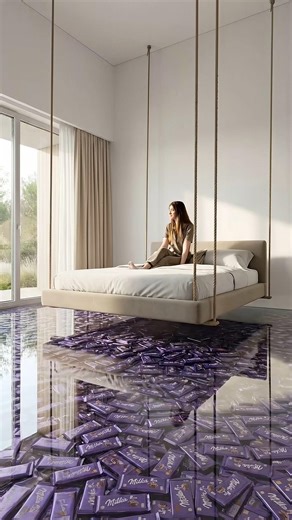 THIS FLOOR IS INSANE 😱 Dairy Milk Chocolate Embedded Epoxy Floor with Suspended Bed