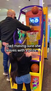 Dad Not Playing Games — Dad Ensures Prize After Basketball Shot