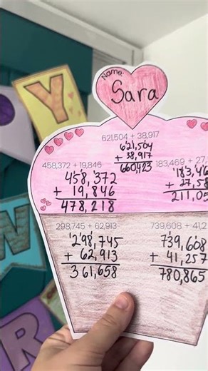 4th Grade Cupcake Valentine's Day Math Craft | Vday Addition & Subtraction Activities