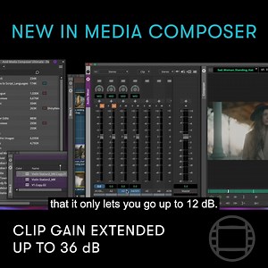 The clip gain range extends to 36 dB enhancing the interop between Media Composer and Pro Tools ▶️ youtu.be/tuTzHAjNrfk #avidmediacomposer #update #mediacomposer #ai #artificialintelligence #editing #videoeditor #postproduction #postchat #editor #avid | Avid Media Composer